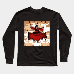 Dancing dervish girl in red dress scarf Long Sleeve T-Shirt